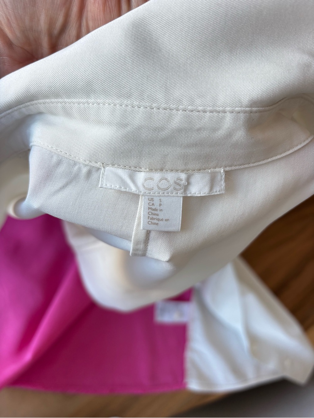 COS Oversized Shirt S Ivory Hot Pink Colorblock Minimalist Avant Garde Y2K 90s - Picture 10 of 16